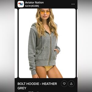 NWT Aviator Nation Bolt Hoodie-Heather Grey size medium